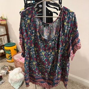 Cynthia Rowley Women's Floral Blouse - Blue and Pink